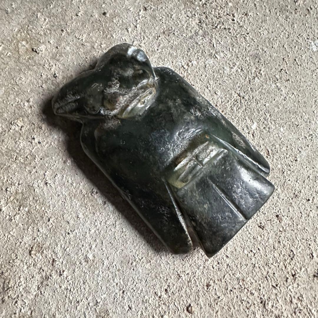 珍品　神官　遼西紅山文化　古玉細工彫　黒曜石　縁起物 　パワーストーン