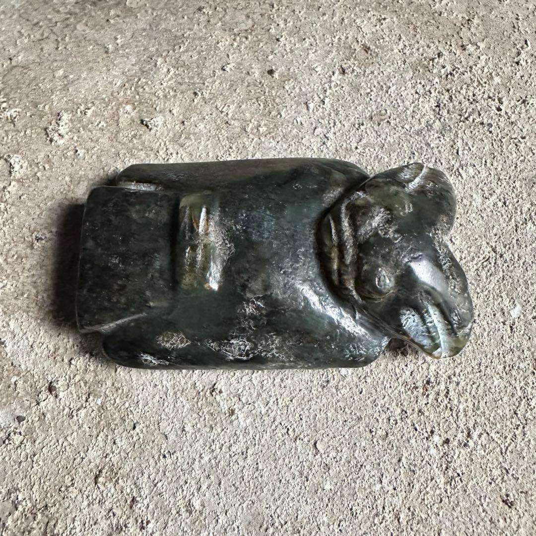 珍品　神官　遼西紅山文化　古玉細工彫　黒曜石　縁起物 　パワーストーン