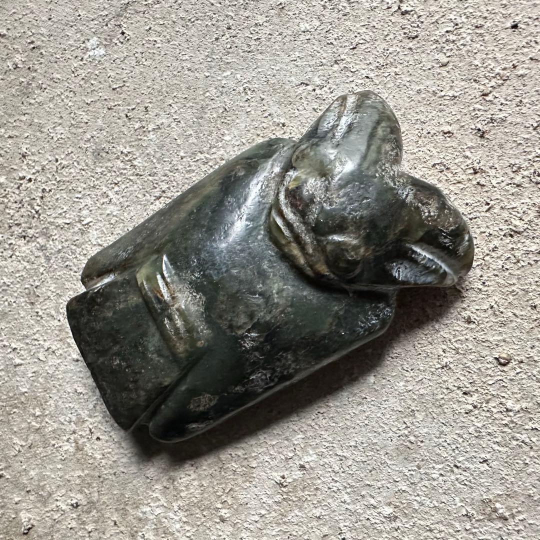 珍品　神官　遼西紅山文化　古玉細工彫　黒曜石　縁起物 　パワーストーン