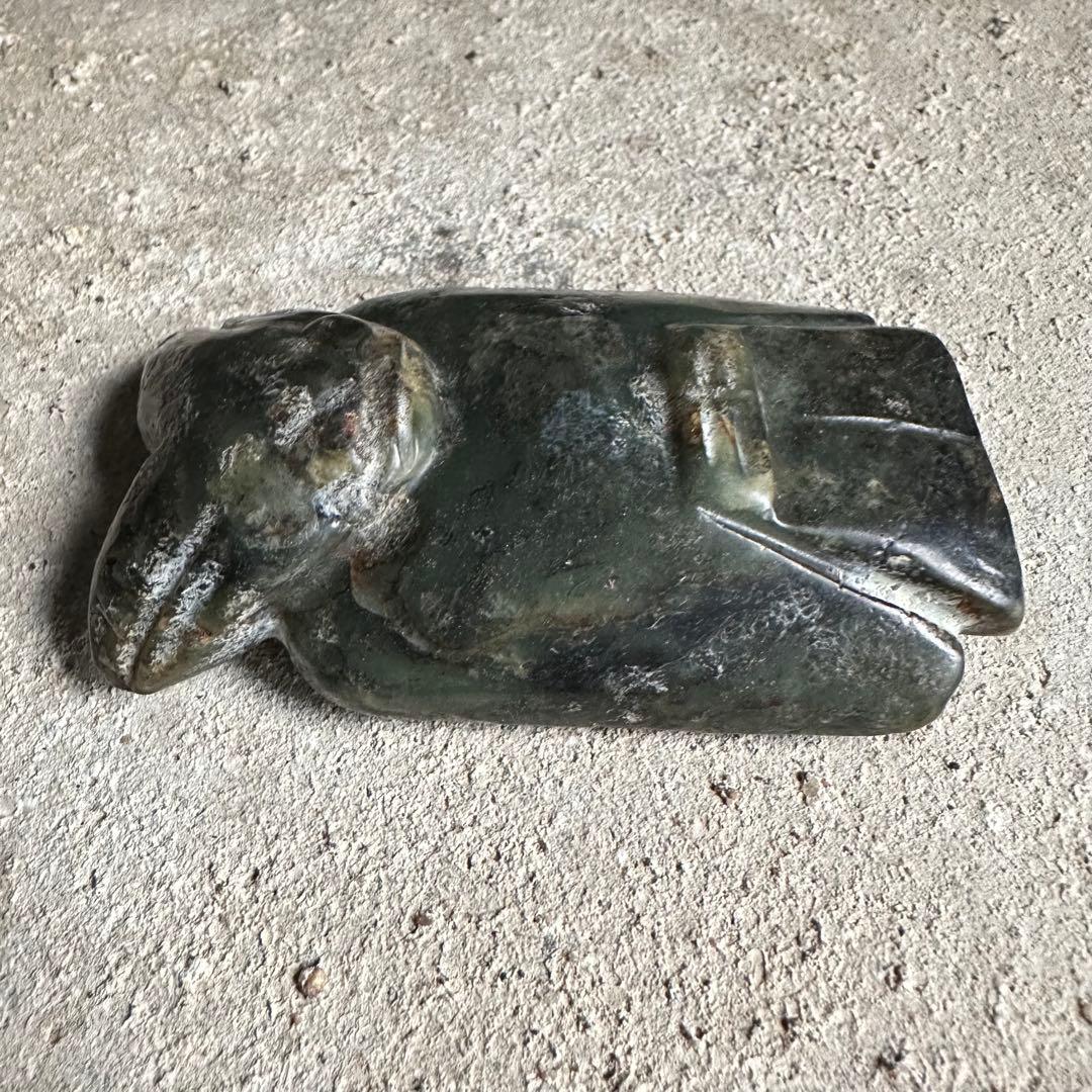 珍品　神官　遼西紅山文化　古玉細工彫　黒曜石　縁起物 　パワーストーン