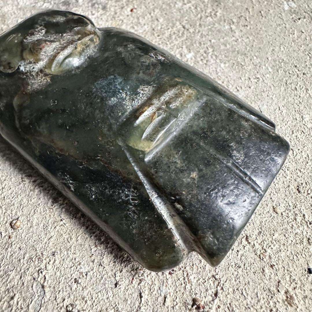 珍品　神官　遼西紅山文化　古玉細工彫　黒曜石　縁起物 　パワーストーン