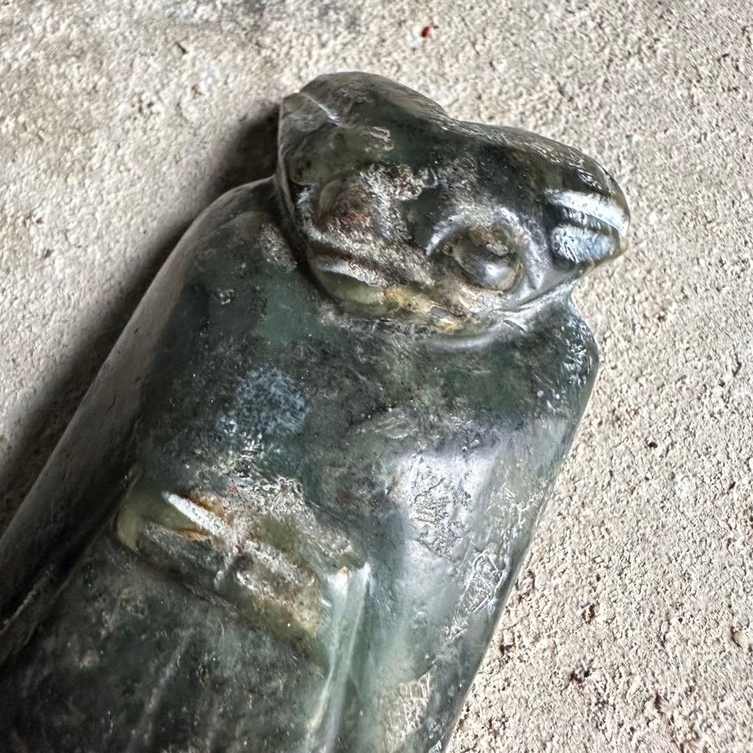 珍品　神官　遼西紅山文化　古玉細工彫　黒曜石　縁起物 　パワーストーン