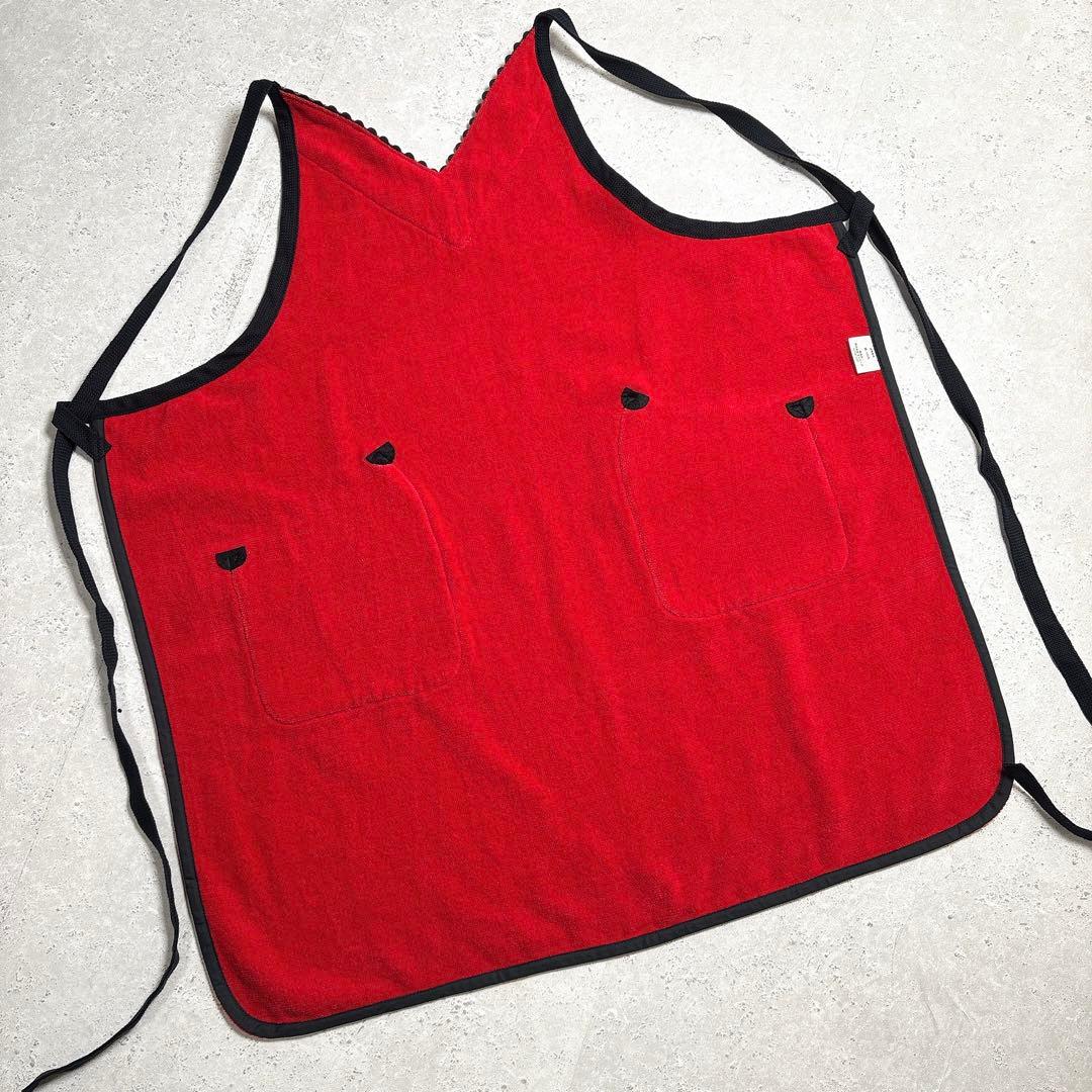 フェイラー　エプロン　赤　花柄　ポピーズ柄　シェニール織