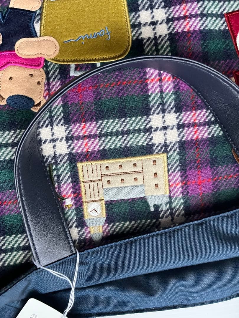 【新品未使用】ファミリアショーパープル タータンチェックバッグ