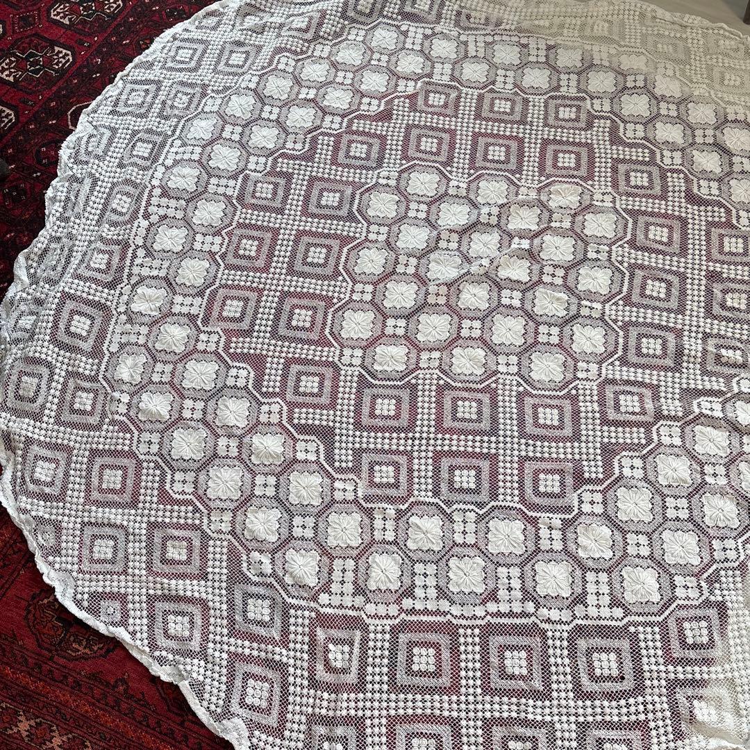 フランス　アンティーク　レース　テーブルクロス
