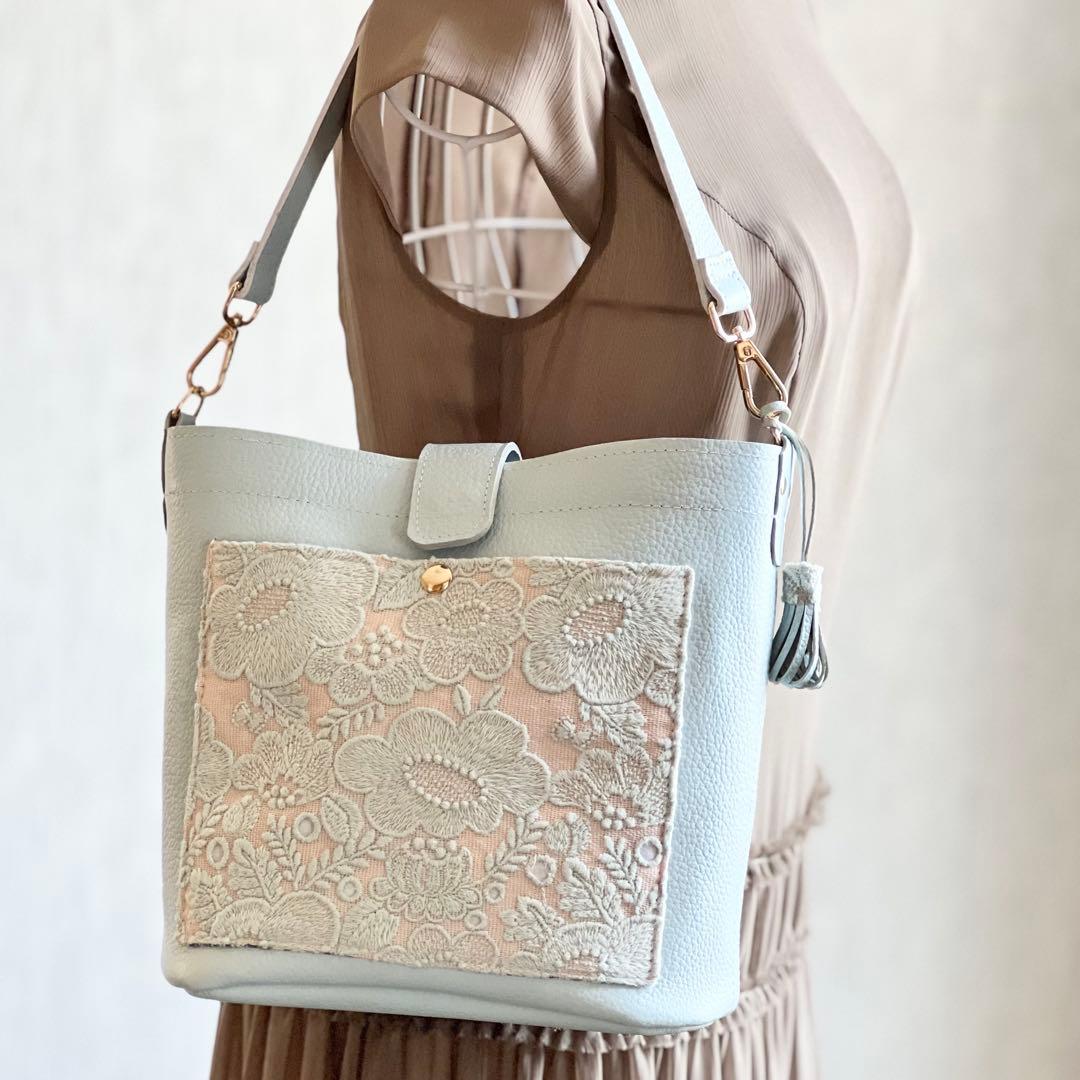 smile flower ワンショルダー本革バッグ　丸底　TB507-251