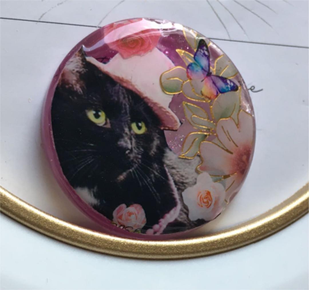 レジンヘアゴム♡ローズハット黒猫さん・再販不可