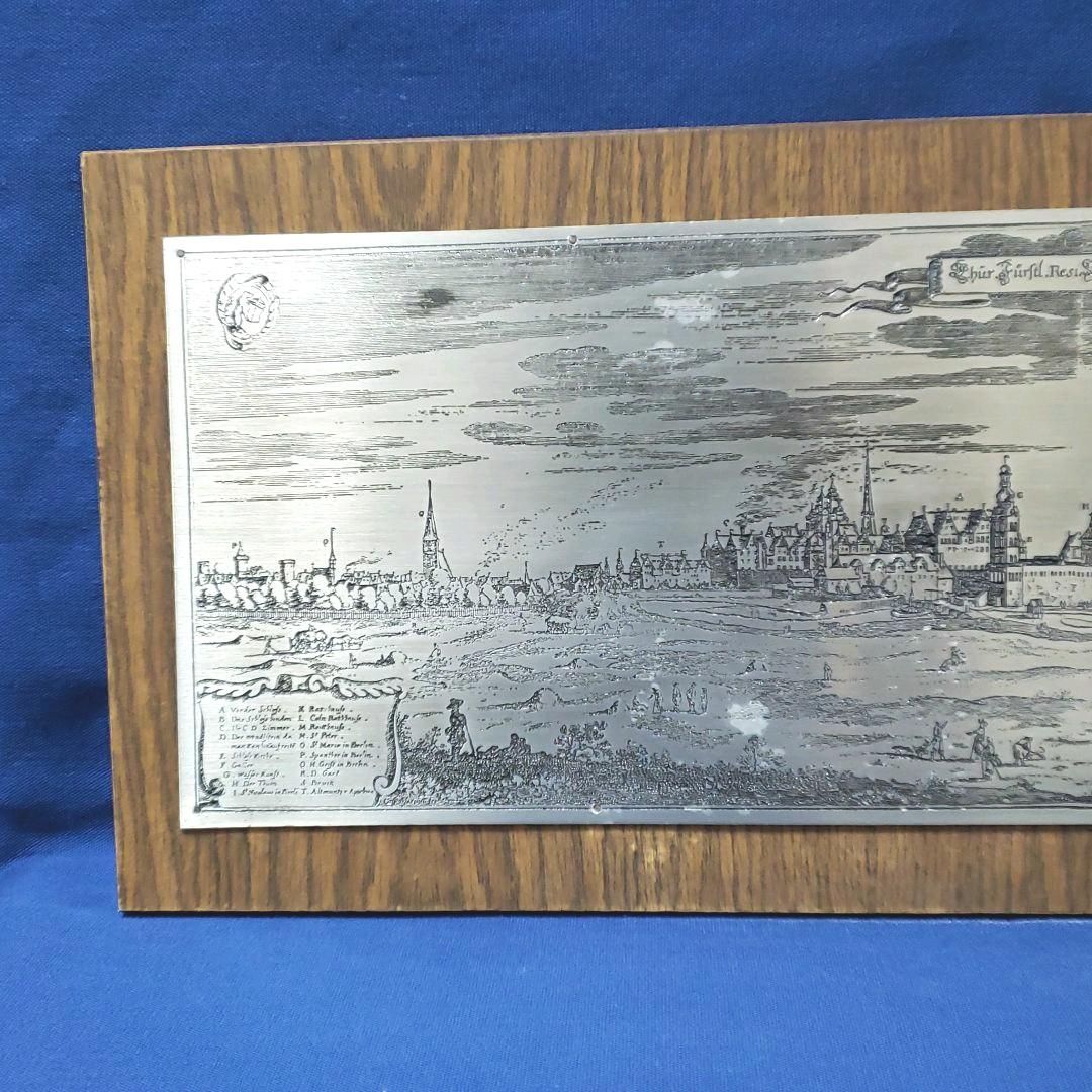 銅板(？)アルミ板(？)額装【ヴィンテージ品】