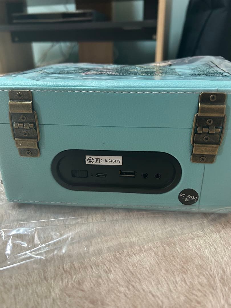 レトロ調CDプレーヤー 水色 USB Bluetooth AUX