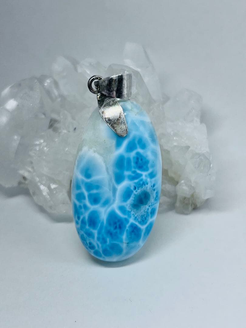 ラリマーペンダントトップ天然石パワーストーンシルバーアクセ
