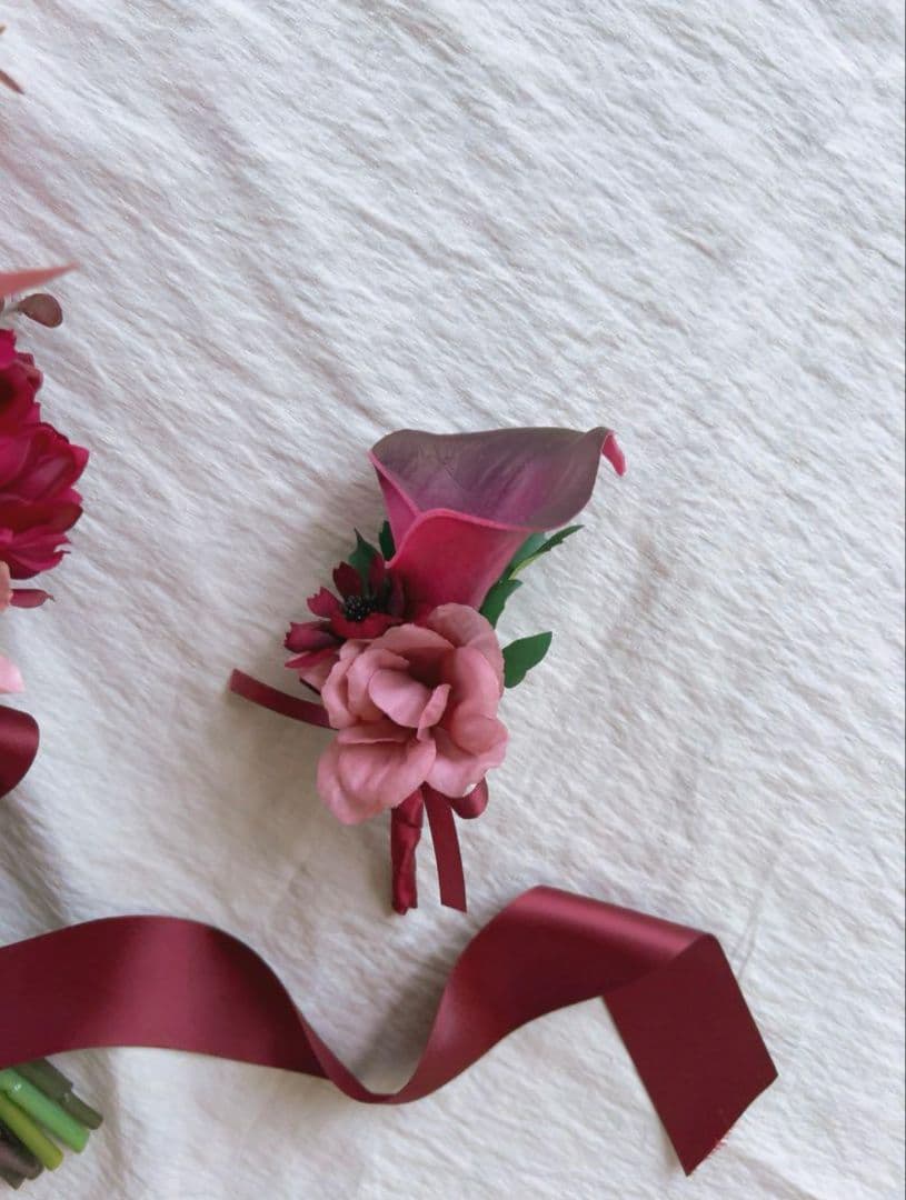 アーティフィシャルフラワー ボルドー ピンク 前撮り 造花 ブーケ ウエディング