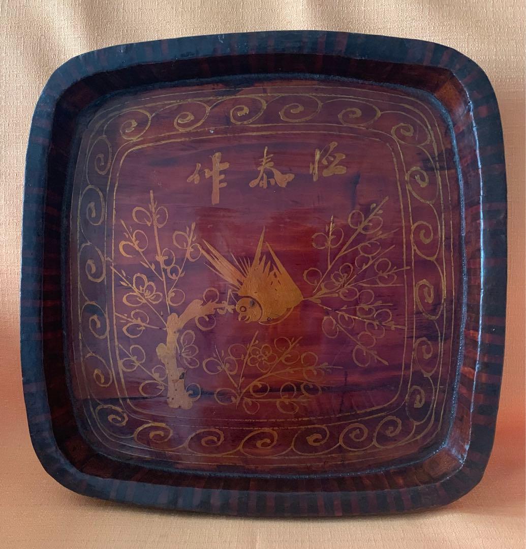 希少　高級　四方盆　中国 漢口　恒泰發記　製造　アンティーク