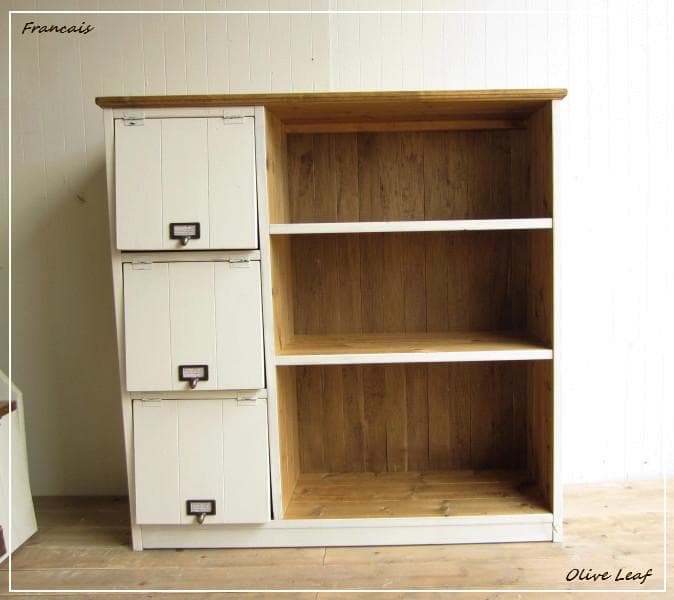 サイズ、デザインオーダー可！●パタパタ付3段ラック●シャビーブラウン●受注製作