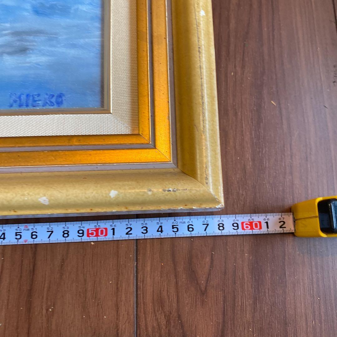 アンティーク木製大型額縁 F8 高級感あり表面ガラスあり 油絵込み　B3