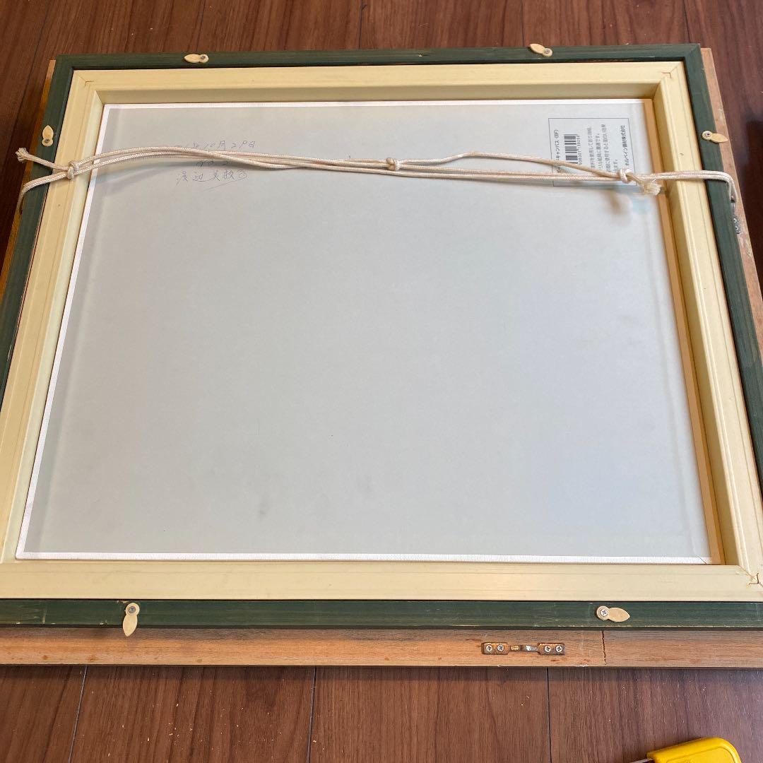 アンティーク木製大型額縁 F8 高級感あり表面ガラスあり 油絵込み　B3