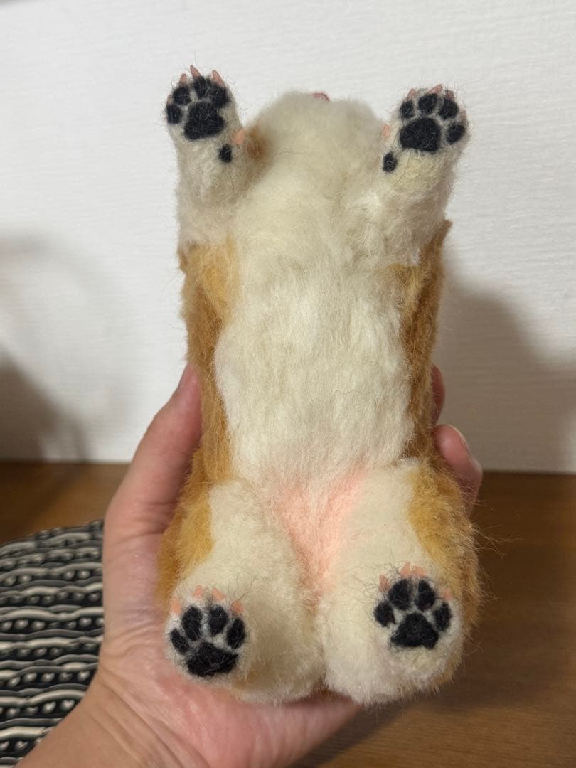 わたわたペット　羊毛フェルト作品　コーギー　キャリーケース、小物付き