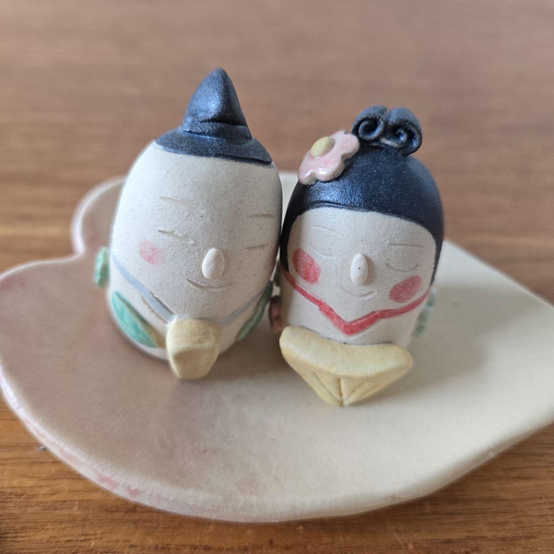 岡崎順子さん 雛人形 陶器 お雛様 おはじき付 used