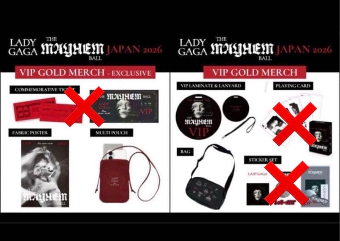新品・本物【LADY GAGA VIP GOLD】グッズ セット