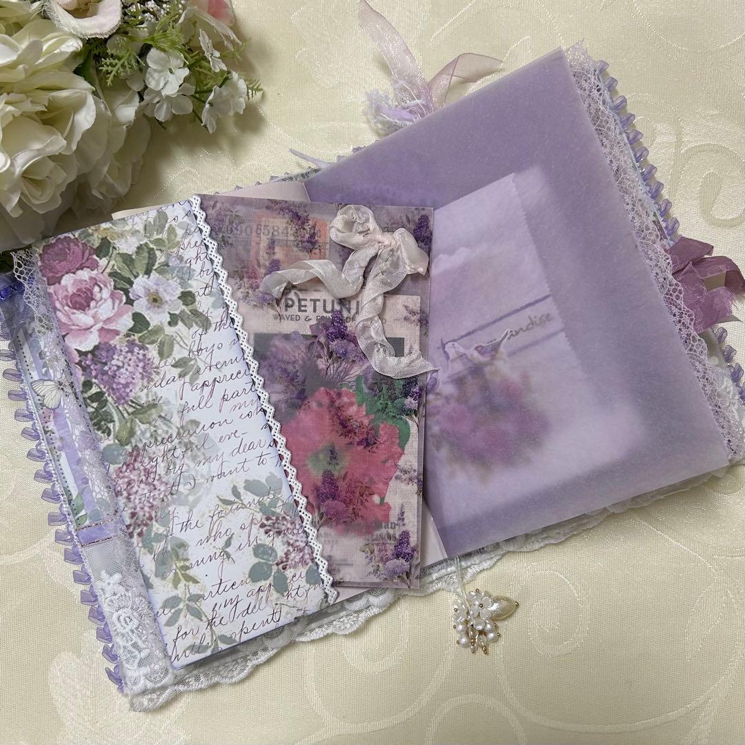 薔薇とレースのジャンクジャーナル・雑記帳　トレペ仕様　ライラック