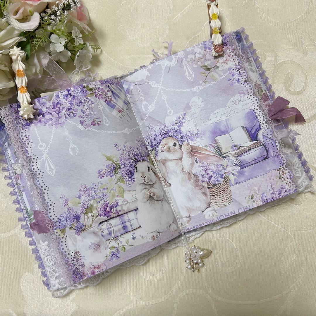 薔薇とレースのジャンクジャーナル・雑記帳　トレペ仕様　ライラック