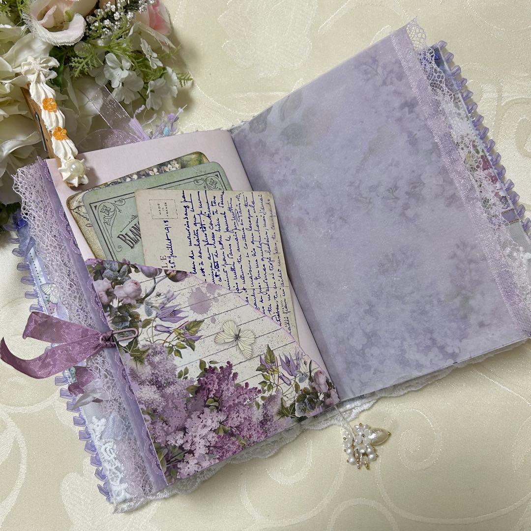 薔薇とレースのジャンクジャーナル・雑記帳　トレペ仕様　ライラック