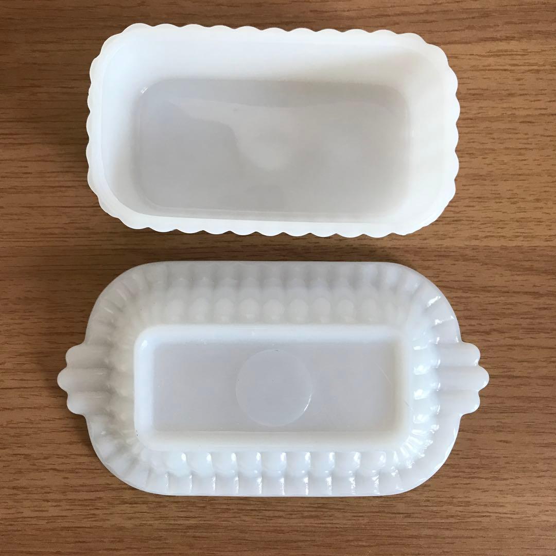 レア　1950'S ヘーゼルアトラス　ミルクガラス　バターケース　バタープレート