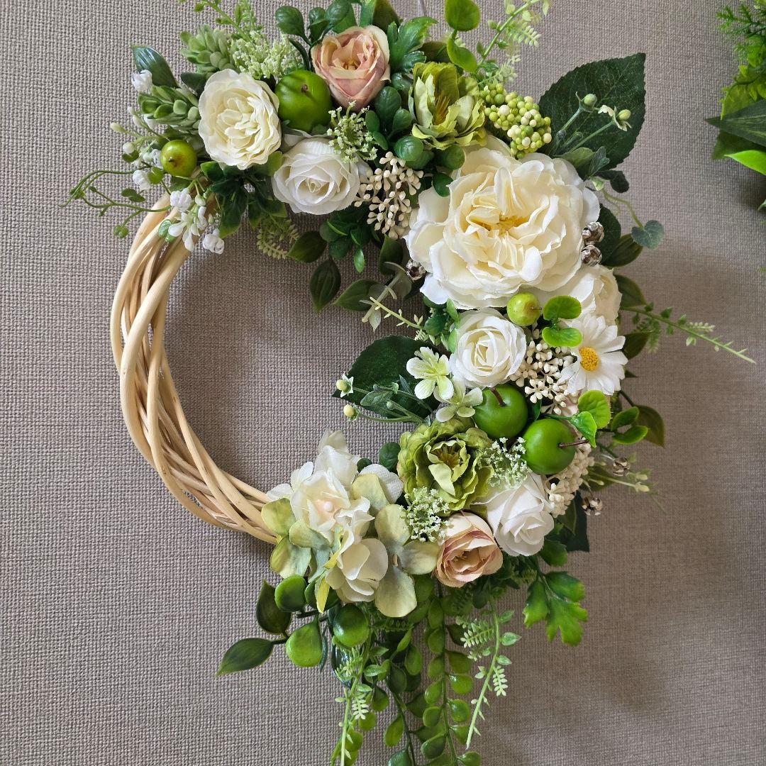 【専用】フラワーリース 清夏2 咲き誇る花たちとグリーン 玄関リース 造花