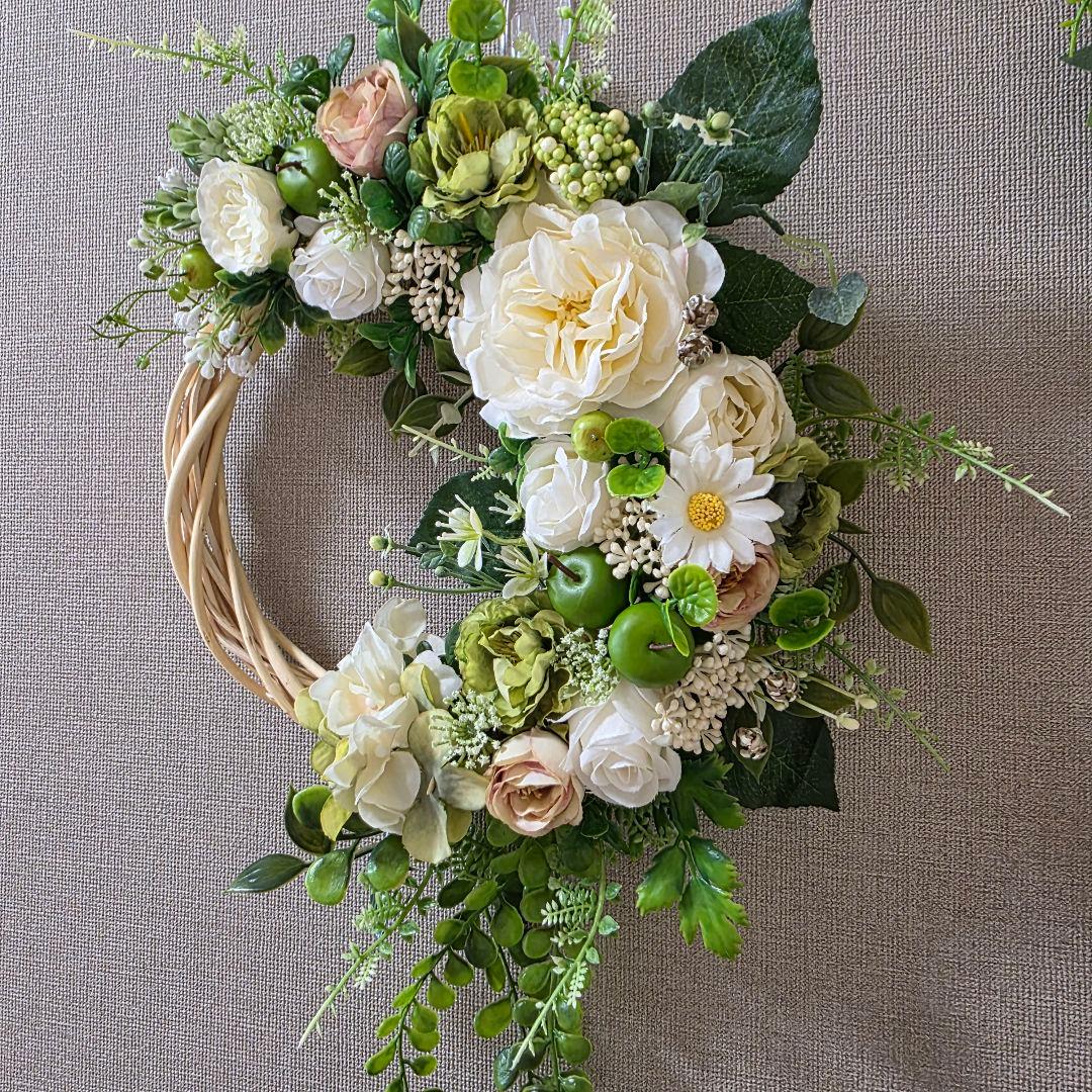 【専用】フラワーリース 清夏2 咲き誇る花たちとグリーン 玄関リース 造花