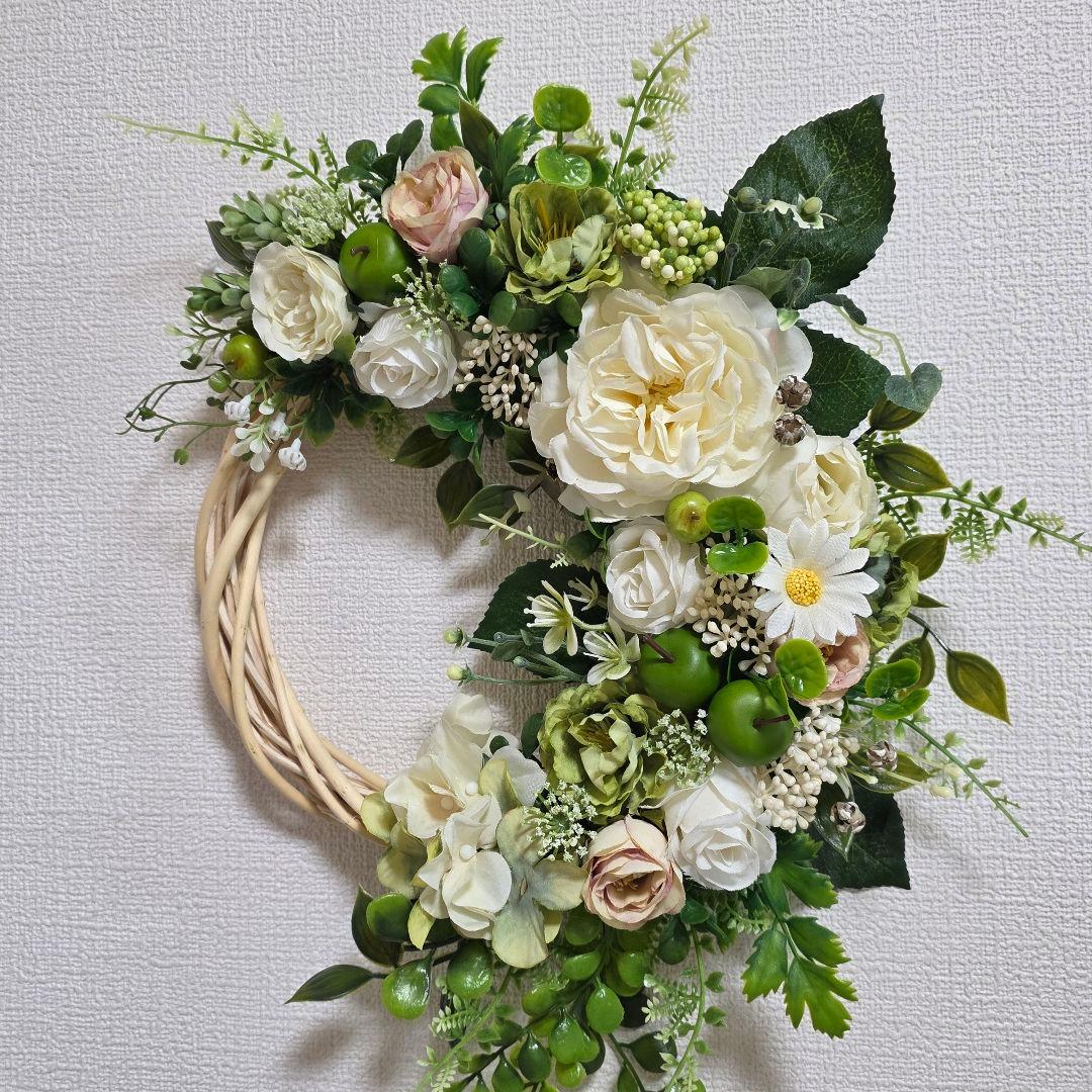 【専用】フラワーリース 清夏2 咲き誇る花たちとグリーン 玄関リース 造花