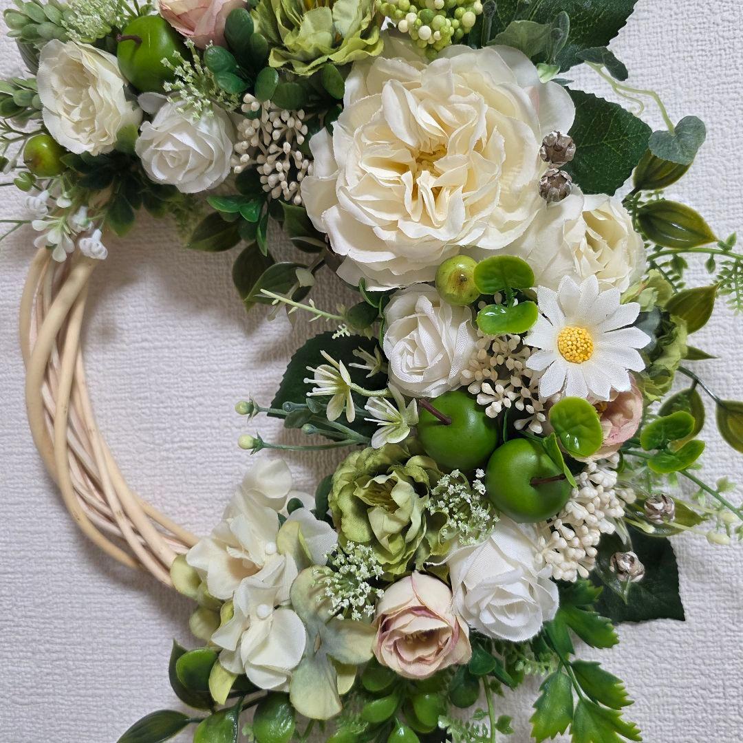 【専用】フラワーリース 清夏2 咲き誇る花たちとグリーン 玄関リース 造花