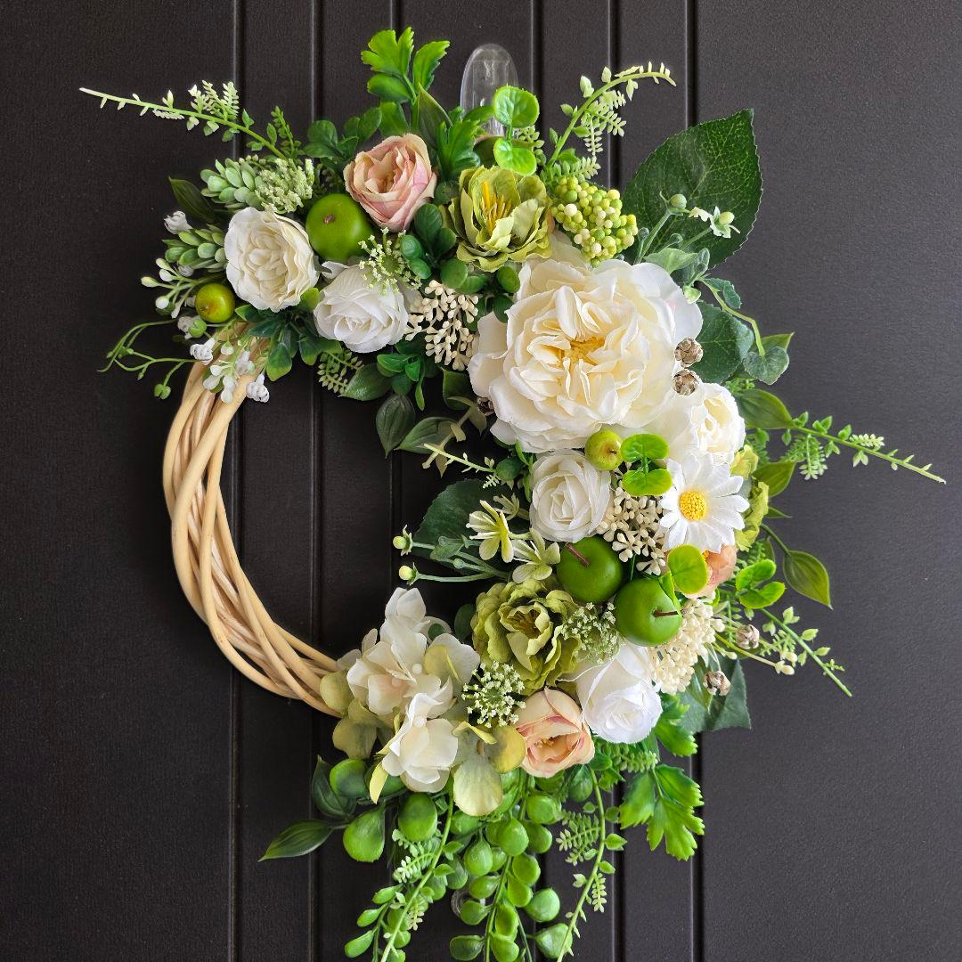 【専用】フラワーリース 清夏2 咲き誇る花たちとグリーン 玄関リース 造花