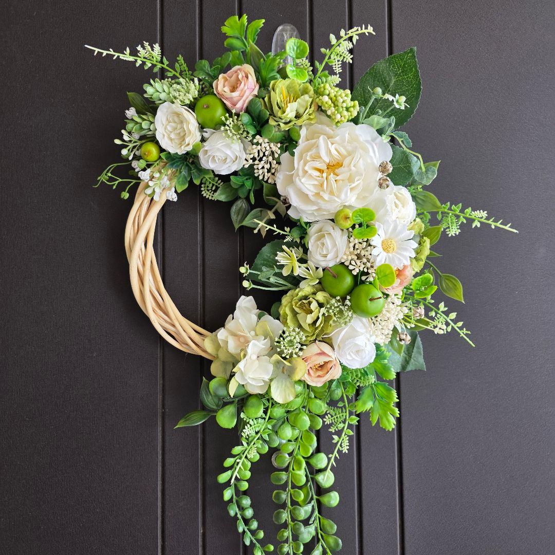 【専用】フラワーリース 清夏2 咲き誇る花たちとグリーン 玄関リース 造花