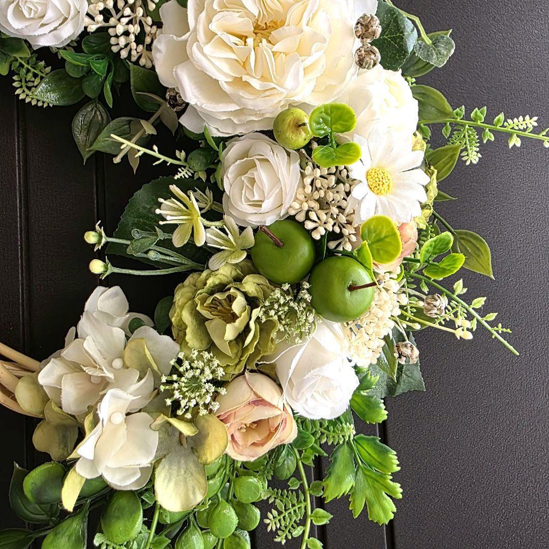 【専用】フラワーリース 清夏2 咲き誇る花たちとグリーン 玄関リース 造花