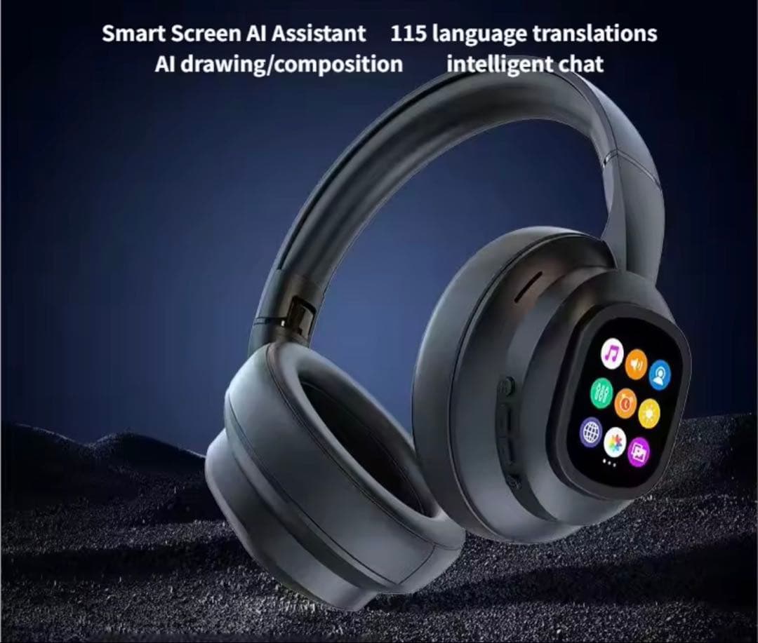 ワイヤレスヘッドホン ブラック 液晶ディスプレイ搭載