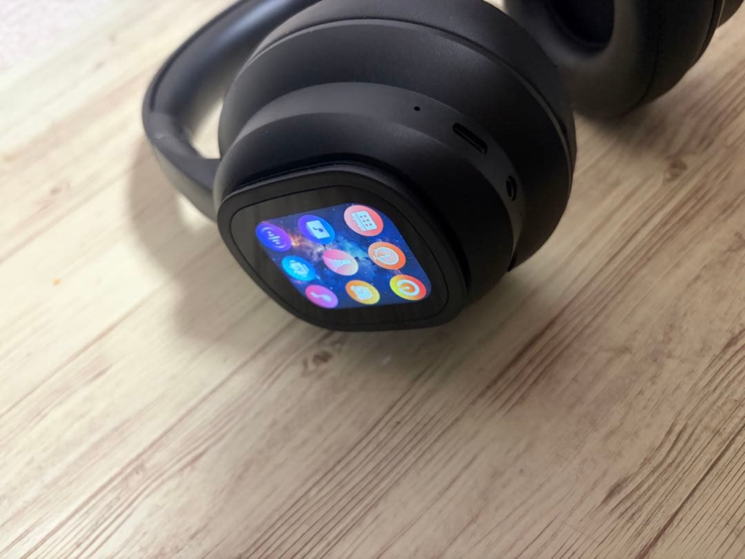 ワイヤレスヘッドホン ブラック 液晶ディスプレイ搭載