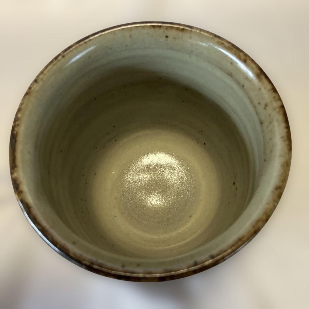 人間国宝　島岡達三　益子焼　夫婦湯呑み　象嵌赤絵　民藝