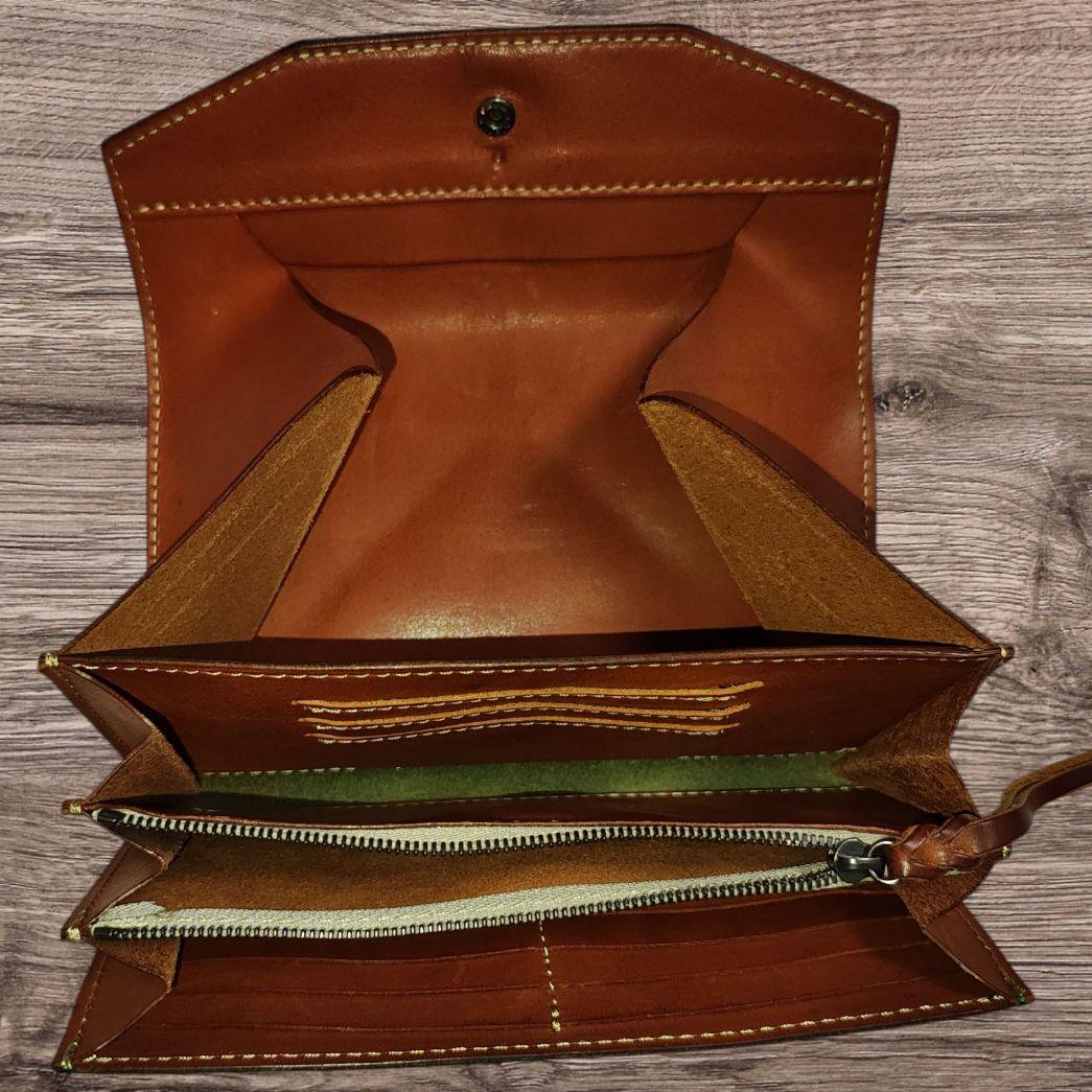 ANNAK(アナック) 栃木レザー ギャルソンロングウォレット　グリーン本革