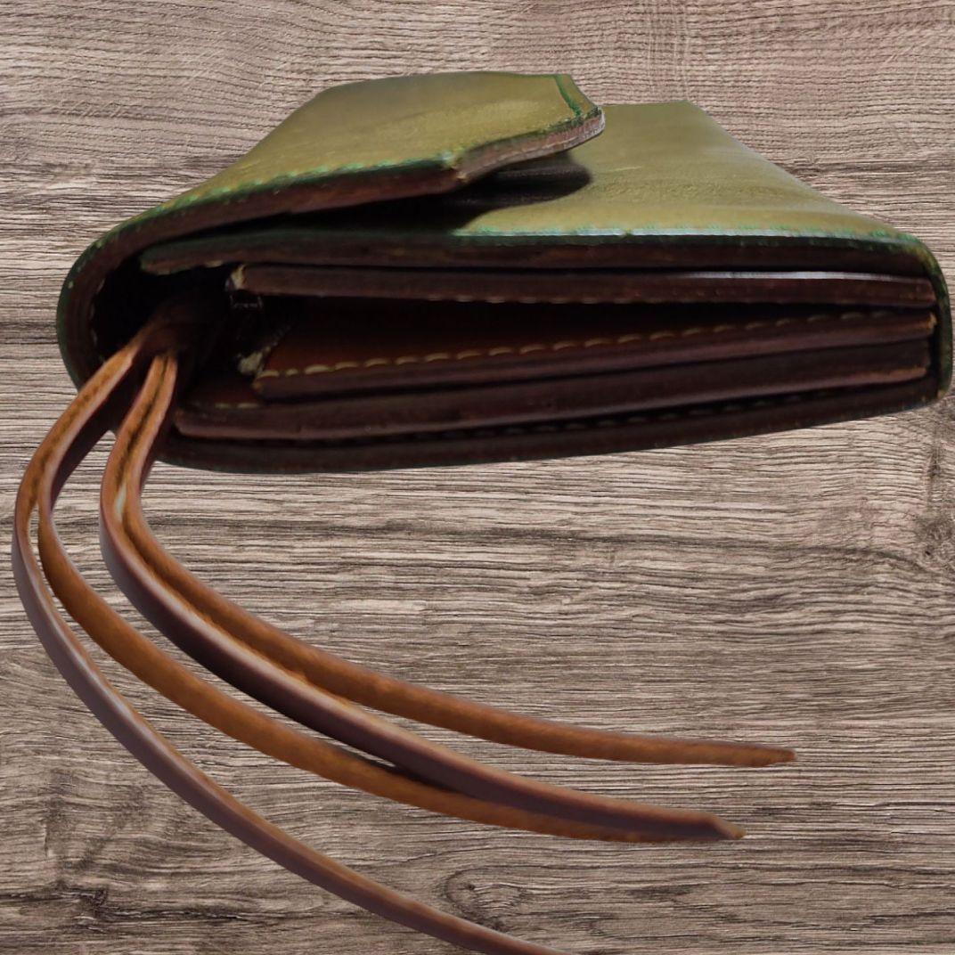 ANNAK(アナック) 栃木レザー ギャルソンロングウォレット　グリーン本革