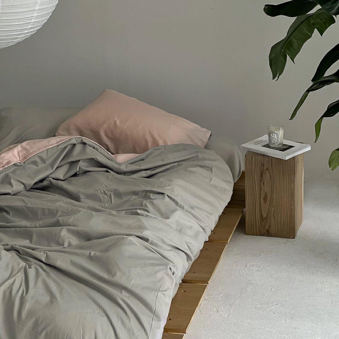 ART OF BLACK grey×pink リバーシブル　布団カバーセット