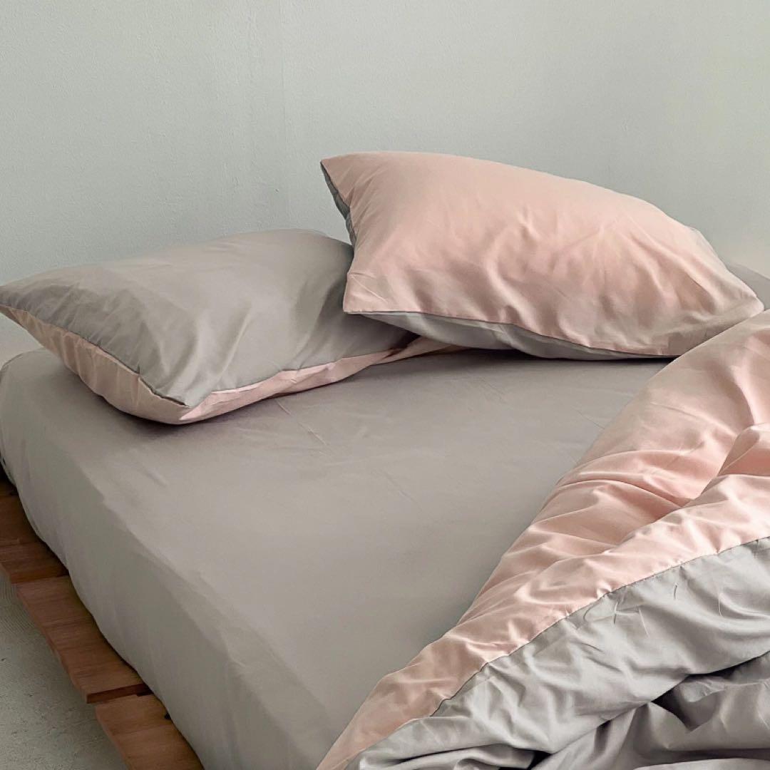 ART OF BLACK grey×pink リバーシブル　布団カバーセット