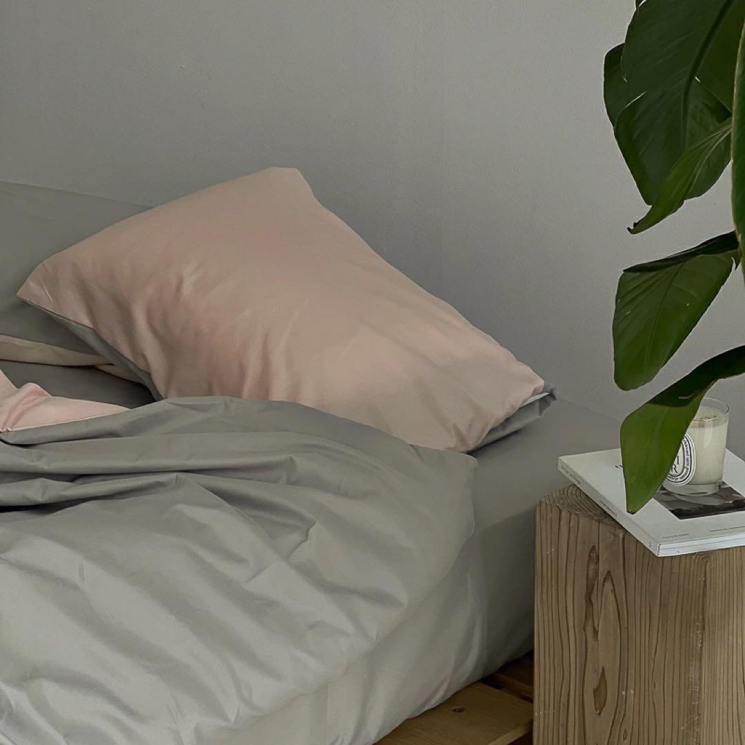 ART OF BLACK grey×pink リバーシブル　布団カバーセット