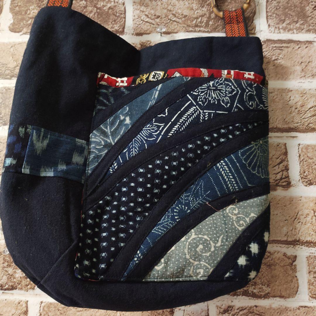 ✰12月中お値下げ 酒屋の前掛け、招き猫、絣 ショルダーバック