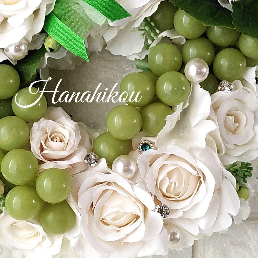 ホワイトローズと白ブドウの爽やかリース♪♪