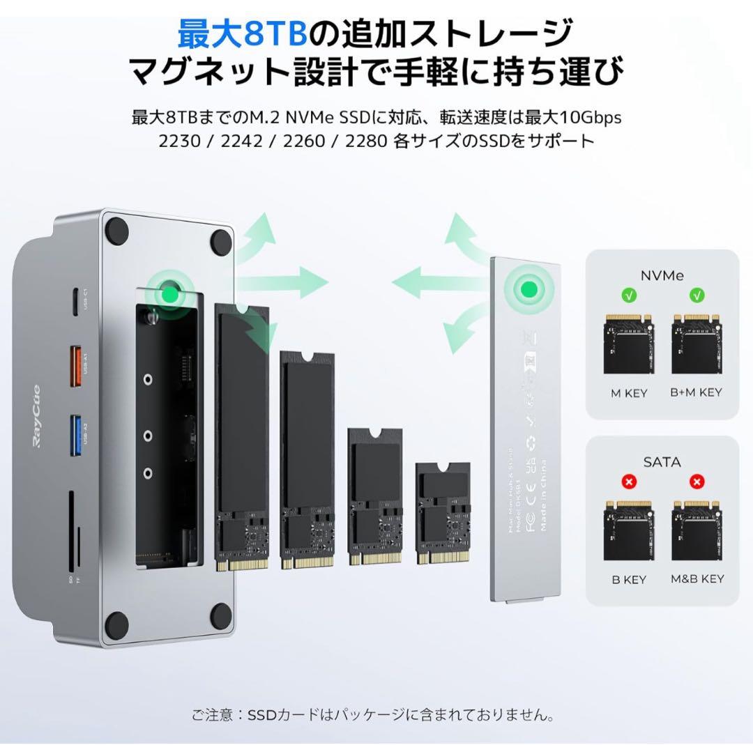 新品 Mac Mini M4 対応ハブ M.2 NVMe SSD ケース付き