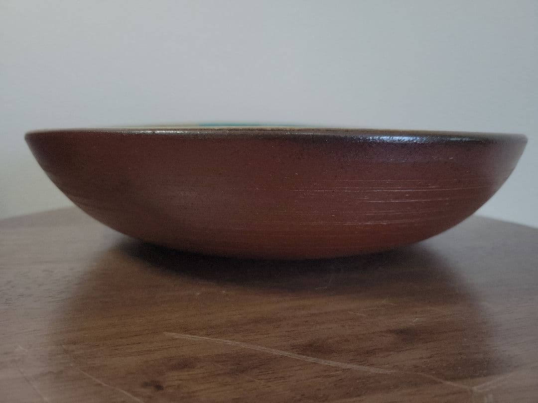 山田真萬　赤絵皿　やちむん