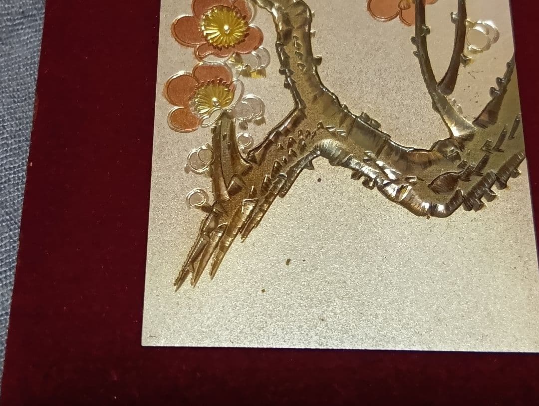 ☆５点セット☆〈彫金画　桂月刀☆蘭　菊　桜　梅　鶴〉伝統工芸品　短冊