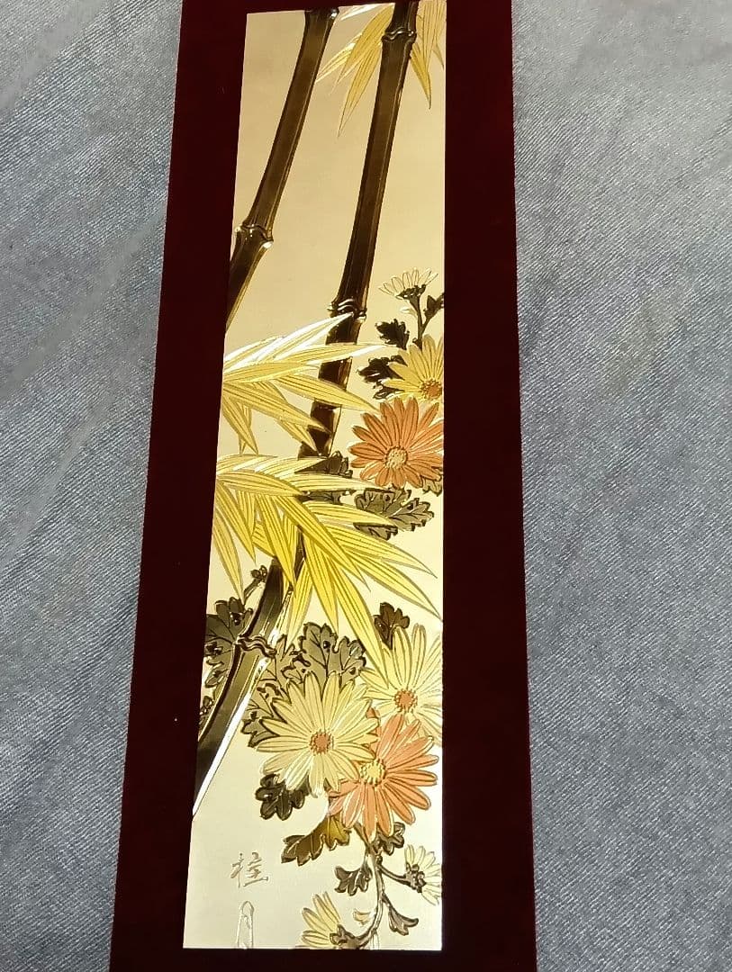 ☆５点セット☆〈彫金画　桂月刀☆蘭　菊　桜　梅　鶴〉伝統工芸品　短冊