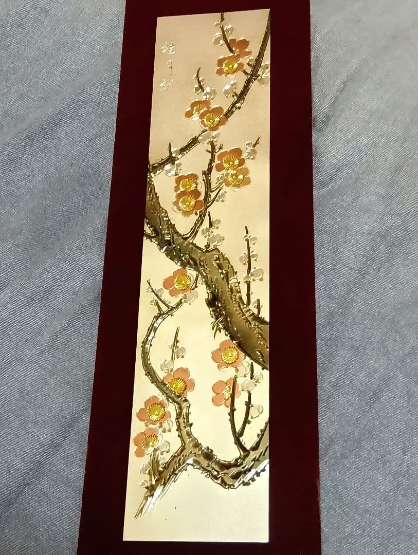 ☆５点セット☆〈彫金画　桂月刀☆蘭　菊　桜　梅　鶴〉伝統工芸品　短冊