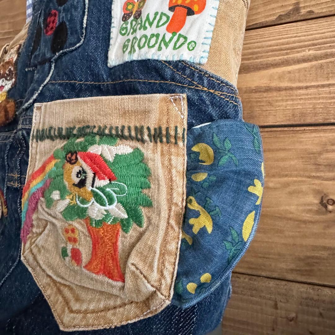 ハンドメイド デニムリメイク バッグ レトロアニマル 楕円底 49