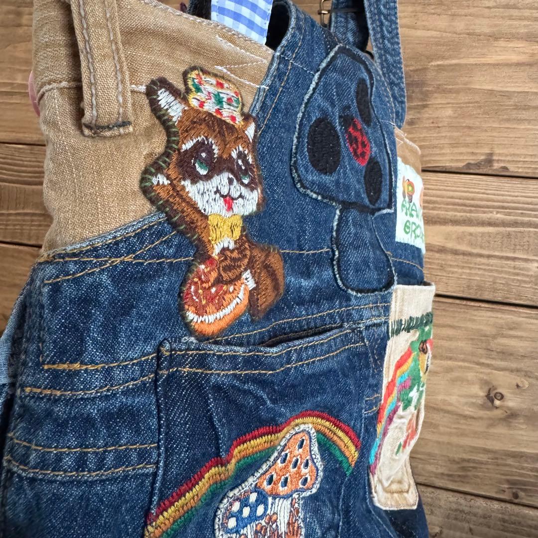 ハンドメイド デニムリメイク バッグ レトロアニマル 楕円底 49